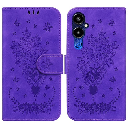 Butterfly Rose Embossed Leather Phone Case, For Google Pixel 7a, For Infinix Hot 20 Play, For OPPO A58, For Tecno Pova 4 Pro, For Samsung Galaxy A34 5G, For Samsung Galaxy A54 5G