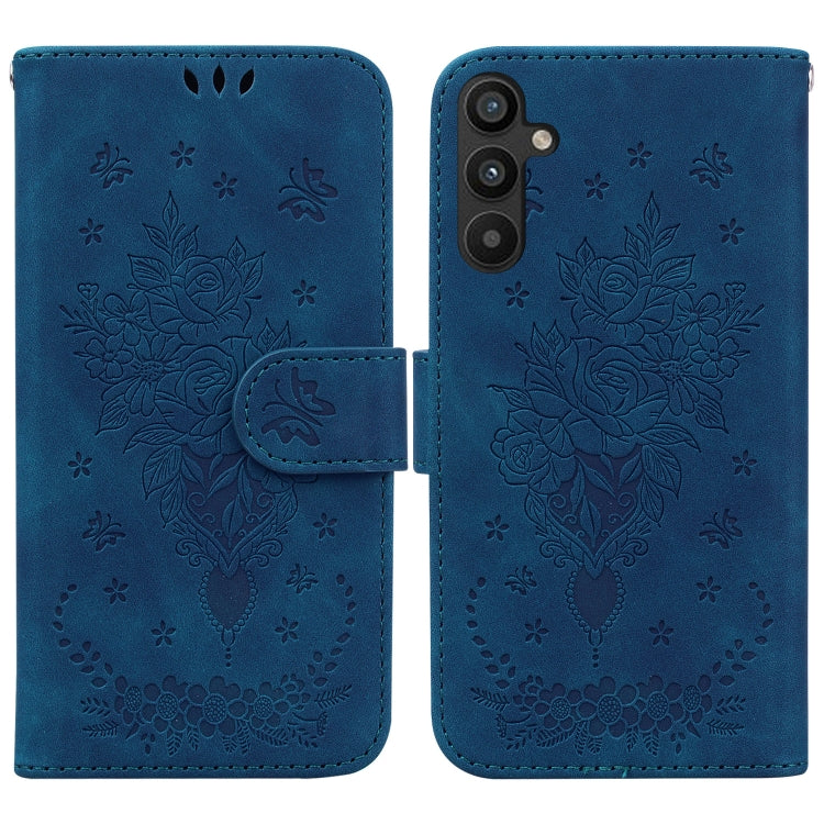 Butterfly Rose Embossed Leather Phone Case, For Google Pixel 7a, For Infinix Hot 20 Play, For OPPO A58, For Tecno Pova 4 Pro, For Samsung Galaxy A34 5G, For Samsung Galaxy A54 5G