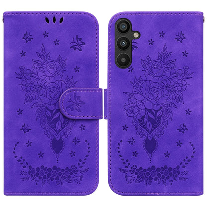 Butterfly Rose Embossed Leather Phone Case, For Google Pixel 7a, For Infinix Hot 20 Play, For OPPO A58, For Tecno Pova 4 Pro, For Samsung Galaxy A34 5G, For Samsung Galaxy A54 5G