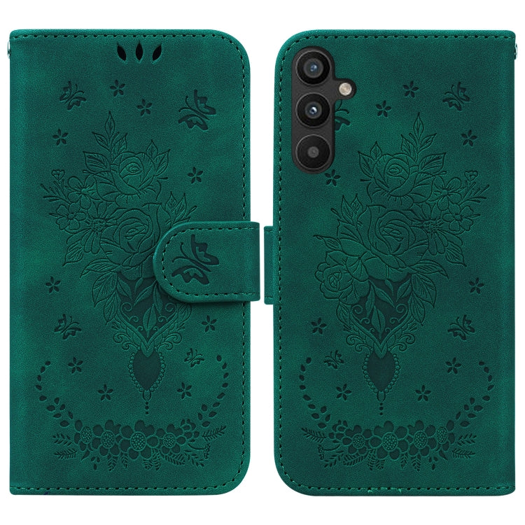 Butterfly Rose Embossed Leather Phone Case, For Google Pixel 7a, For Infinix Hot 20 Play, For OPPO A58, For Tecno Pova 4 Pro, For Samsung Galaxy A34 5G, For Samsung Galaxy A54 5G