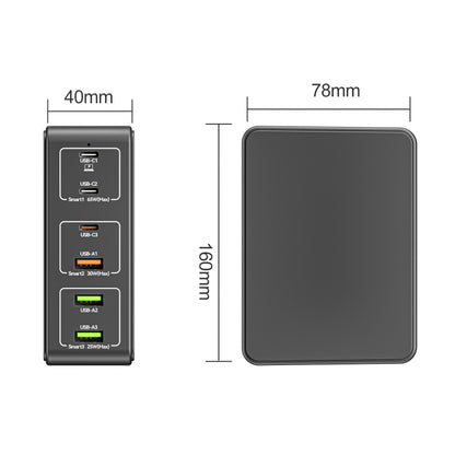 818H 120W Type-C + USB 6-Ports Desktop Fast Charger, US Plug, UK Plug, EU Plug, AU Plug