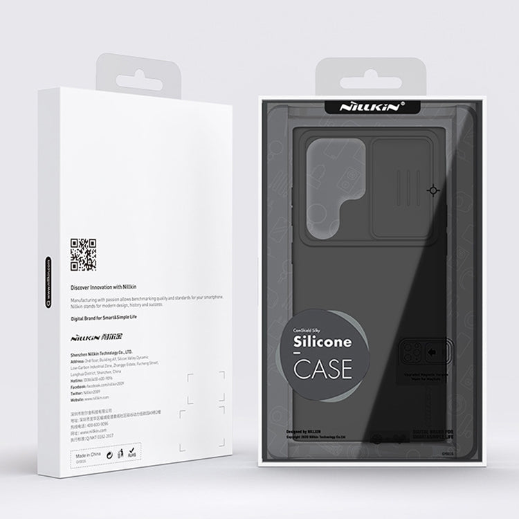 Coque de téléphone NILLKIN CamShield en Silicone Liquide + PC, pour Samsung Galaxy S23 Ultra 5G