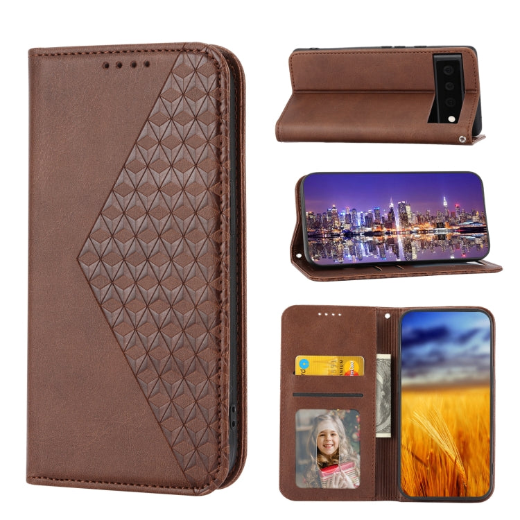 Cubic Grid Calf Texture Magnetic Closure Leather Phone Case, For Samsung Galaxy A14 5G, For Google Pixel 7A