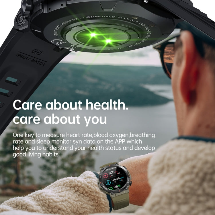 K56 Pro 1.39 inch Smart Silicone Strap Wristband Support Heart Rate Monitoring / Blood Pressure Monitoring, Silicone Strap (Black), Silicone Strap (Khaki), Silicone Strap (Green)