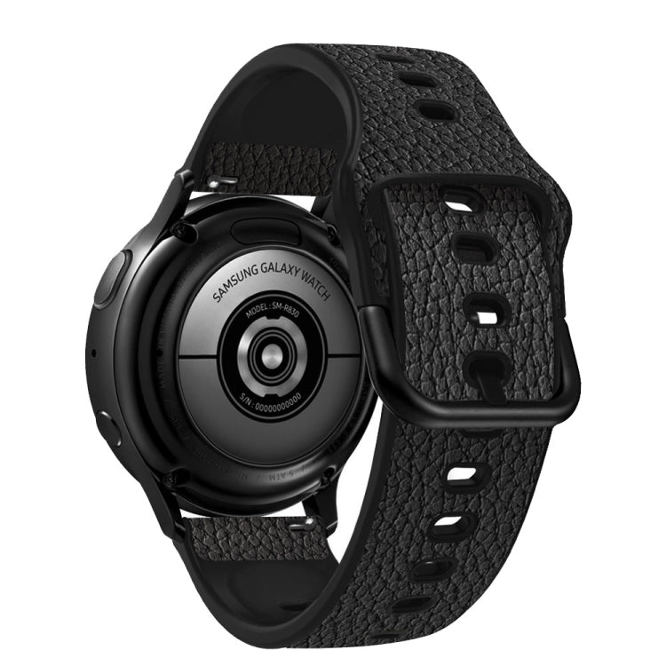 Universal TPU Litchi Texture Leather Watch Band, 20mm, 22mm