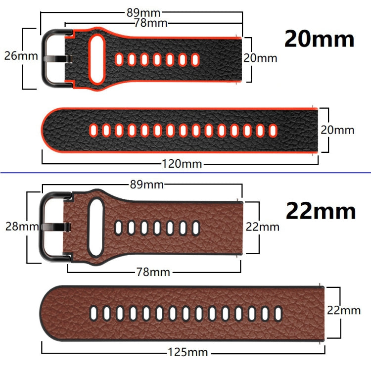 Universal TPU Litchi Texture Leather Watch Band, 20mm, 22mm