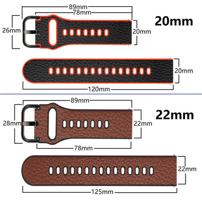 Universal TPU Litchi Texture Leather Watch Band, 20mm, 22mm