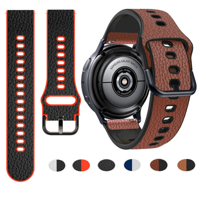Universal TPU Litchi Texture Leather Watch Band, 20mm, 22mm