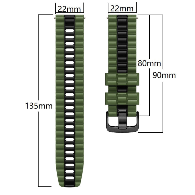 22mm Universal Ocean Style Silicone Two Color Watch Band