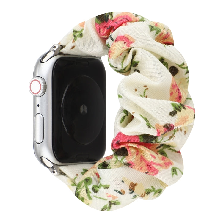 Plaid Flower Pattern Cloth Hair Ring Watchband, For Apple Watch Ultra 49mm / Series 8&7 45mm / SE 2&6&SE&5&4 44mm / 3&2&1 42mm, For Apple Watch Series 8&7 41mm / SE 2&6&SE&5&4 40mm / 3&2&1 38mm�����������������������������������������������������������...