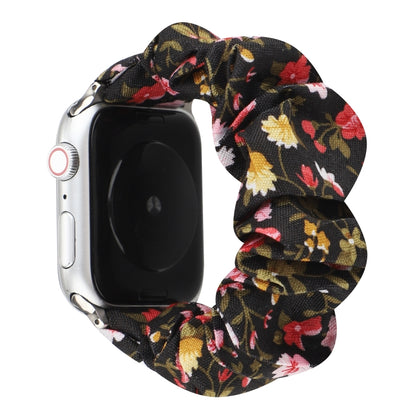 Plaid Flower Pattern Cloth Hair Ring Watchband, For Apple Watch Ultra 49mm / Series 8&7 45mm / SE 2&6&SE&5&4 44mm / 3&2&1 42mm, For Apple Watch Series 8&7 41mm / SE 2&6&SE&5&4 40mm / 3&2&1 38mm�����������������������������������������������������������...