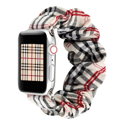 Plaid Flower Pattern Cloth Hair Ring Watchband, For Apple Watch Ultra 49mm / Series 8&7 45mm / SE 2&6&SE&5&4 44mm / 3&2&1 42mm, For Apple Watch Series 8&7 41mm / SE 2&6&SE&5&4 40mm / 3&2&1 38mm�����������������������������������������������������������...