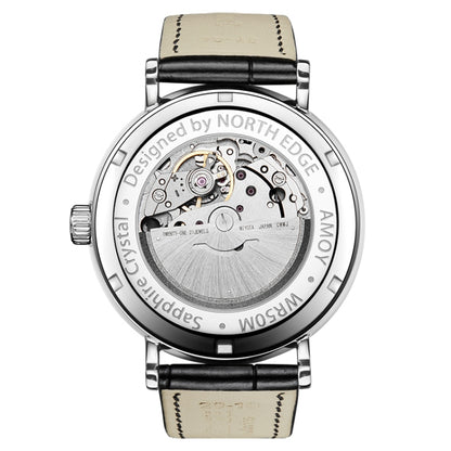 NORTH EDGE AMOY Multifunctional Business Men's Watch Waterproof Leather Mechanical Watch