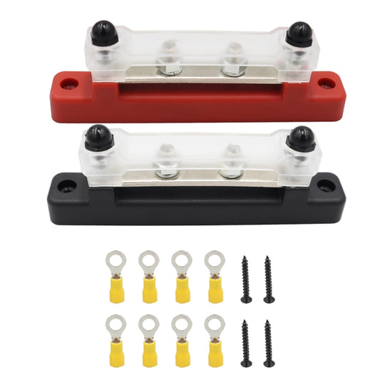 CP-3120 1 Pair 150A 12-48V RV Yacht Single-row 2-way Busbar with 8pcs Terminals, CP-3120