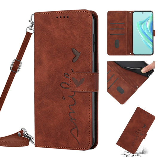 Skin Feel Heart Pattern Leather Phone Case with Lanyard, For Infinix Hot 20 Play, For Infinix Hot 20i, For Infinix Zero 20, For Motorola Moto E13, For Motorola Moto G 5G 2023, For Motorola Moto G Stylus 5G 2023, For Motorola Moto G53 5G/G13 4G/G23 4G  ...
