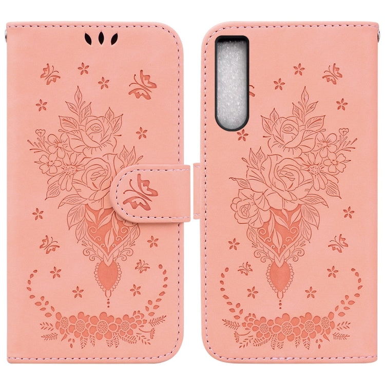 Butterfly Rose Embossed Leather Phone Case, For Sony Xperia 10 IV 2023, For Xiaomi 13 5G, For Xiaomi 13 Pro, For Xiaomi Redmi Note 12 5G, For Xiaomi Redmi Note 12 Pro 5G, For Xiaomi Redmi Note 12 Pro+