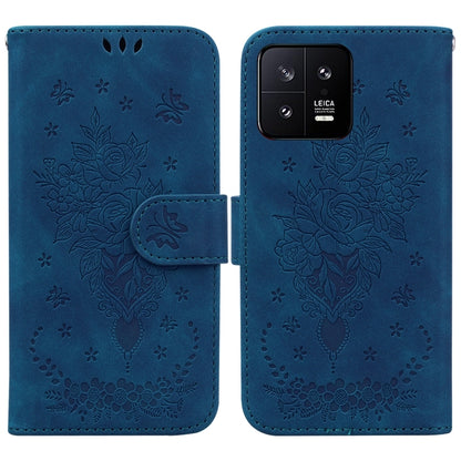 Butterfly Rose Embossed Leather Phone Case, For Sony Xperia 10 IV 2023, For Xiaomi 13 5G, For Xiaomi 13 Pro, For Xiaomi Redmi Note 12 5G, For Xiaomi Redmi Note 12 Pro 5G, For Xiaomi Redmi Note 12 Pro+