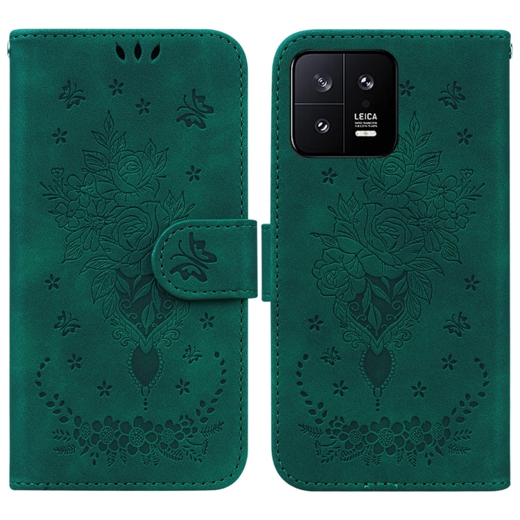 Butterfly Rose Embossed Leather Phone Case, For Sony Xperia 10 IV 2023, For Xiaomi 13 5G, For Xiaomi 13 Pro, For Xiaomi Redmi Note 12 5G, For Xiaomi Redmi Note 12 Pro 5G, For Xiaomi Redmi Note 12 Pro+