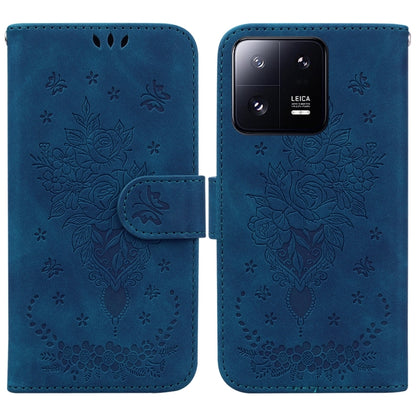 Butterfly Rose Embossed Leather Phone Case, For Sony Xperia 10 IV 2023, For Xiaomi 13 5G, For Xiaomi 13 Pro, For Xiaomi Redmi Note 12 5G, For Xiaomi Redmi Note 12 Pro 5G, For Xiaomi Redmi Note 12 Pro+