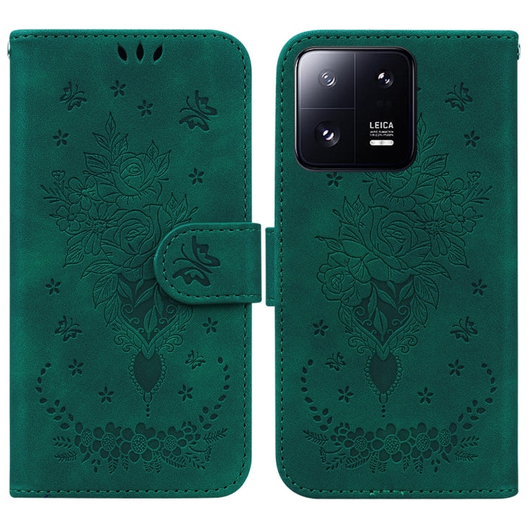 Butterfly Rose Embossed Leather Phone Case, For Sony Xperia 10 IV 2023, For Xiaomi 13 5G, For Xiaomi 13 Pro, For Xiaomi Redmi Note 12 5G, For Xiaomi Redmi Note 12 Pro 5G, For Xiaomi Redmi Note 12 Pro+