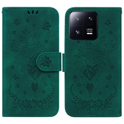 Butterfly Rose Embossed Leather Phone Case, For Sony Xperia 10 IV 2023, For Xiaomi 13 5G, For Xiaomi 13 Pro, For Xiaomi Redmi Note 12 5G, For Xiaomi Redmi Note 12 Pro 5G, For Xiaomi Redmi Note 12 Pro+
