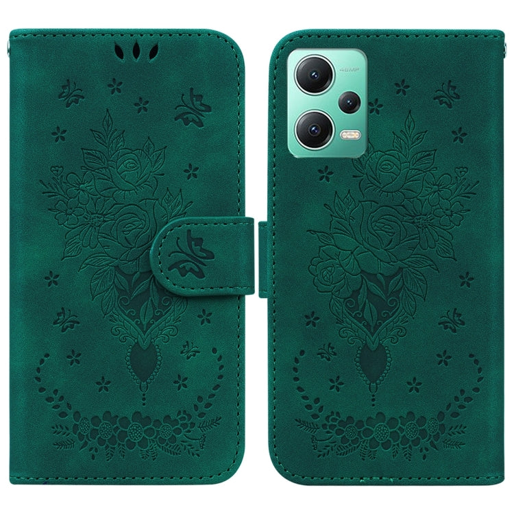 Butterfly Rose Embossed Leather Phone Case, For Sony Xperia 10 IV 2023, For Xiaomi 13 5G, For Xiaomi 13 Pro, For Xiaomi Redmi Note 12 5G, For Xiaomi Redmi Note 12 Pro 5G, For Xiaomi Redmi Note 12 Pro+