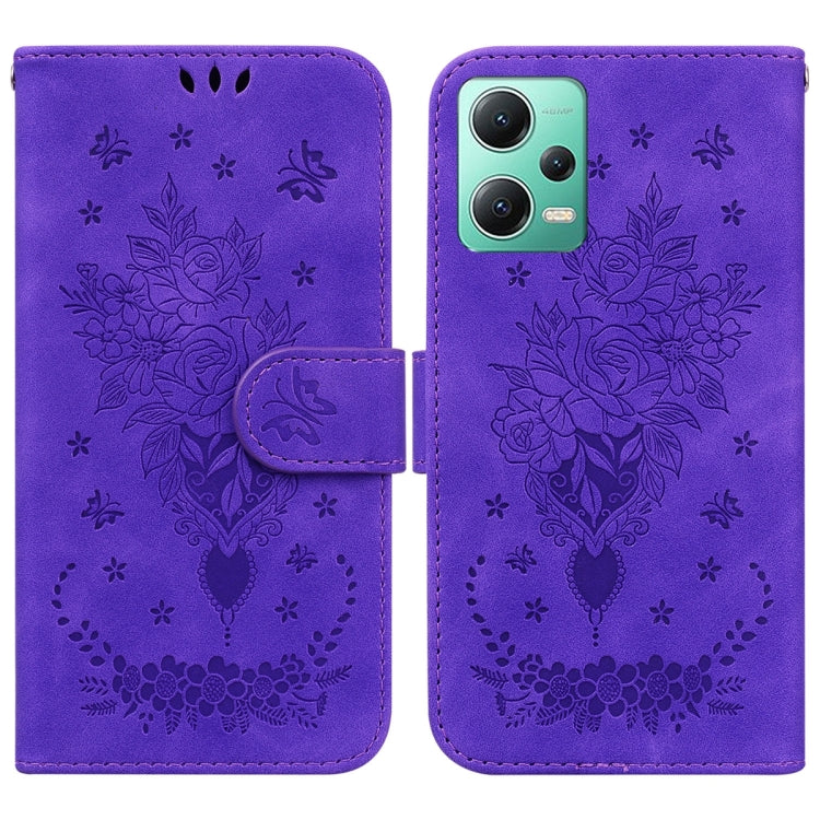 Butterfly Rose Embossed Leather Phone Case, For Sony Xperia 10 IV 2023, For Xiaomi 13 5G, For Xiaomi 13 Pro, For Xiaomi Redmi Note 12 5G, For Xiaomi Redmi Note 12 Pro 5G, For Xiaomi Redmi Note 12 Pro+