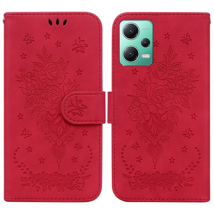 Butterfly Rose Embossed Leather Phone Case, For Sony Xperia 10 IV 2023, For Xiaomi 13 5G, For Xiaomi 13 Pro, For Xiaomi Redmi Note 12 5G, For Xiaomi Redmi Note 12 Pro 5G, For Xiaomi Redmi Note 12 Pro+