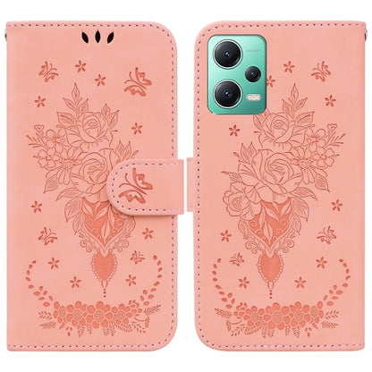 Butterfly Rose Embossed Leather Phone Case, For Sony Xperia 10 IV 2023, For Xiaomi 13 5G, For Xiaomi 13 Pro, For Xiaomi Redmi Note 12 5G, For Xiaomi Redmi Note 12 Pro 5G, For Xiaomi Redmi Note 12 Pro+