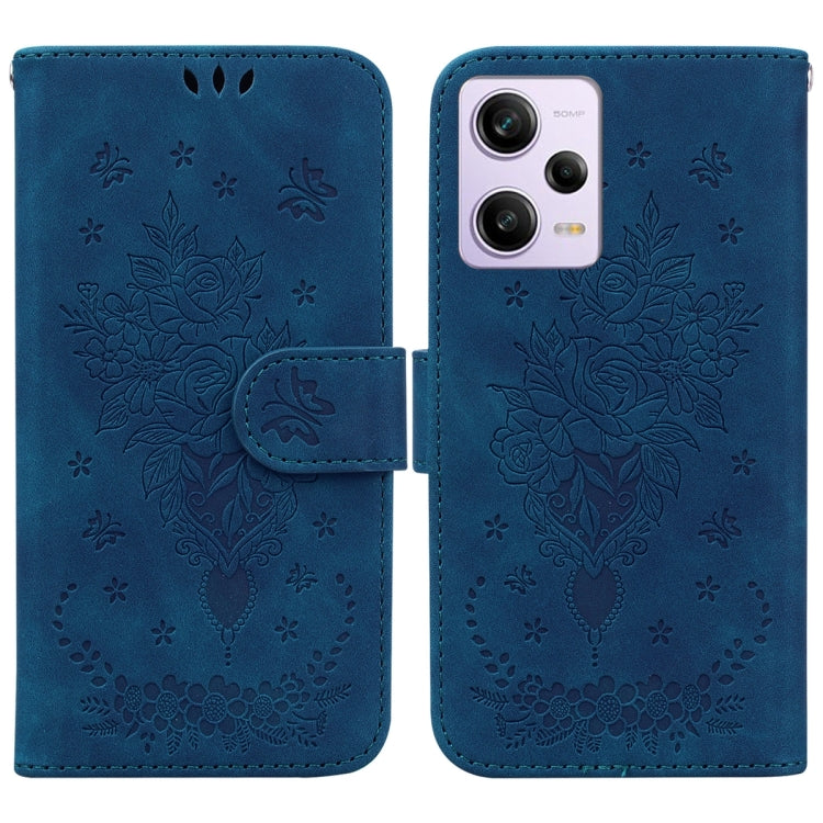 Butterfly Rose Embossed Leather Phone Case, For Sony Xperia 10 IV 2023, For Xiaomi 13 5G, For Xiaomi 13 Pro, For Xiaomi Redmi Note 12 5G, For Xiaomi Redmi Note 12 Pro 5G, For Xiaomi Redmi Note 12 Pro+