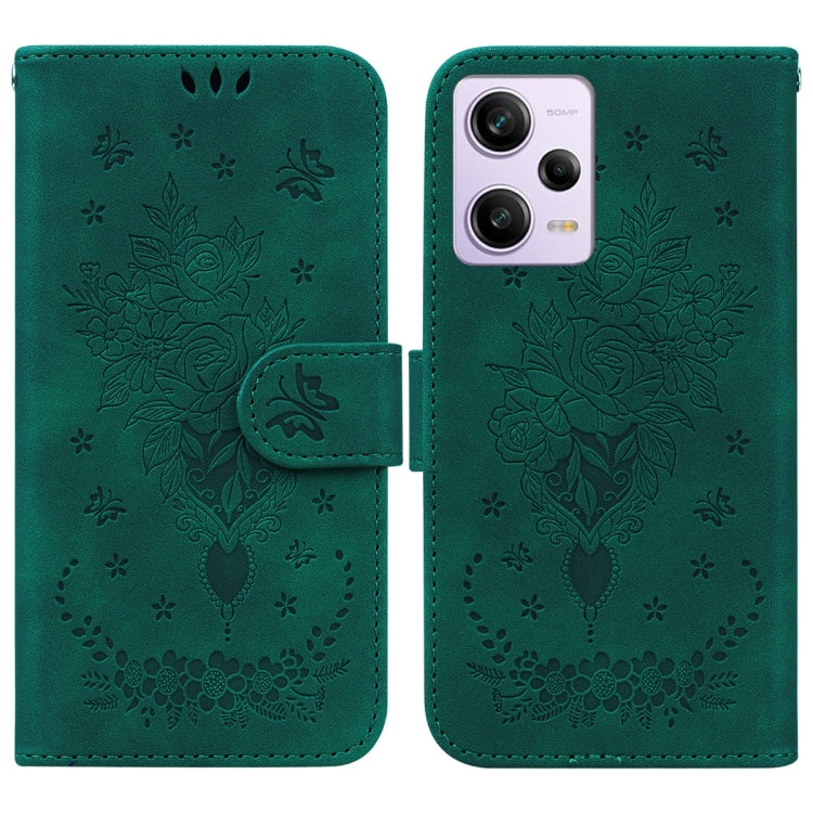 Butterfly Rose Embossed Leather Phone Case, For Sony Xperia 10 IV 2023, For Xiaomi 13 5G, For Xiaomi 13 Pro, For Xiaomi Redmi Note 12 5G, For Xiaomi Redmi Note 12 Pro 5G, For Xiaomi Redmi Note 12 Pro+