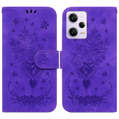 Butterfly Rose Embossed Leather Phone Case, For Sony Xperia 10 IV 2023, For Xiaomi 13 5G, For Xiaomi 13 Pro, For Xiaomi Redmi Note 12 5G, For Xiaomi Redmi Note 12 Pro 5G, For Xiaomi Redmi Note 12 Pro+