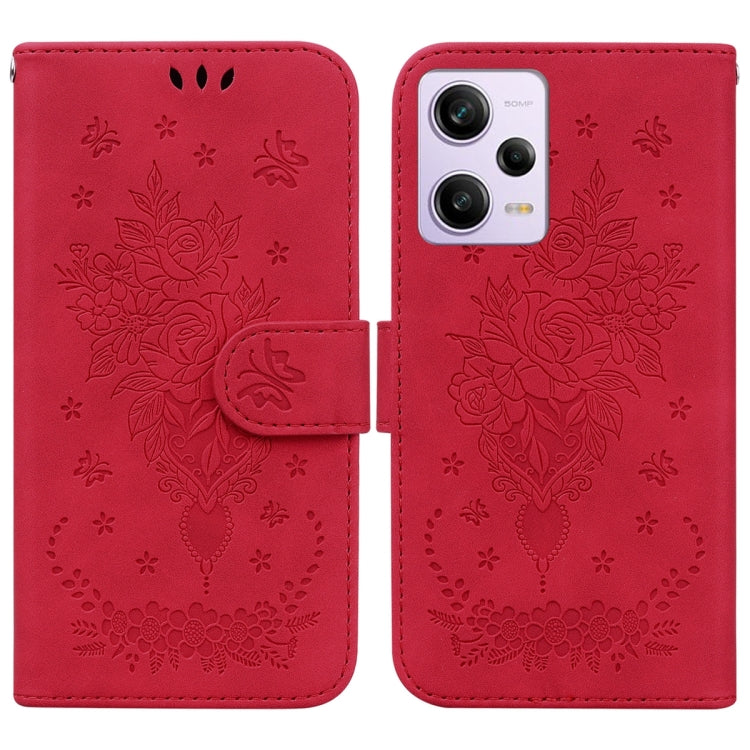 Butterfly Rose Embossed Leather Phone Case, For Sony Xperia 10 IV 2023, For Xiaomi 13 5G, For Xiaomi 13 Pro, For Xiaomi Redmi Note 12 5G, For Xiaomi Redmi Note 12 Pro 5G, For Xiaomi Redmi Note 12 Pro+
