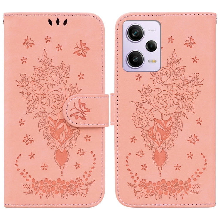 Butterfly Rose Embossed Leather Phone Case, For Sony Xperia 10 IV 2023, For Xiaomi 13 5G, For Xiaomi 13 Pro, For Xiaomi Redmi Note 12 5G, For Xiaomi Redmi Note 12 Pro 5G, For Xiaomi Redmi Note 12 Pro+