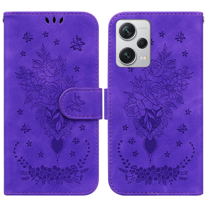 Butterfly Rose Embossed Leather Phone Case, For Sony Xperia 10 IV 2023, For Xiaomi 13 5G, For Xiaomi 13 Pro, For Xiaomi Redmi Note 12 5G, For Xiaomi Redmi Note 12 Pro 5G, For Xiaomi Redmi Note 12 Pro+