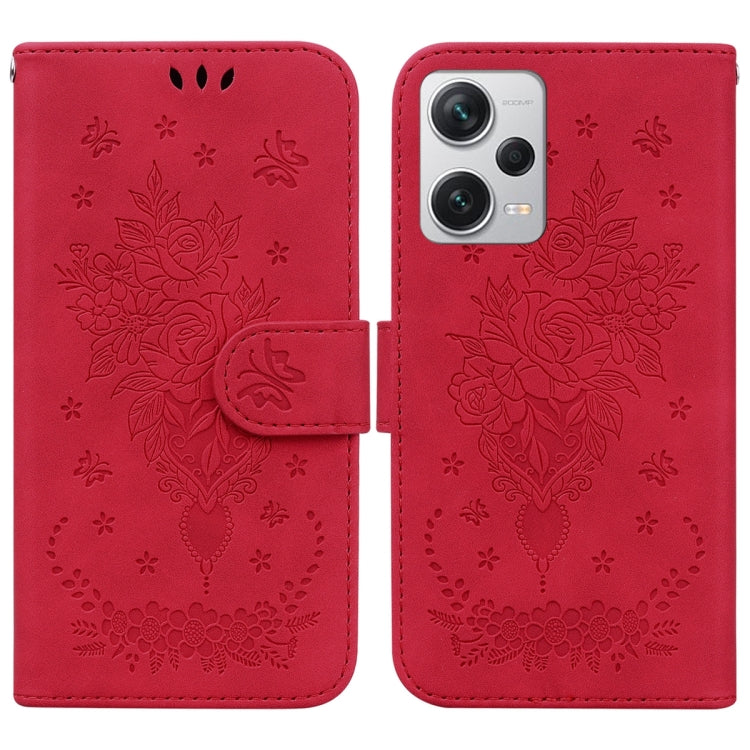 Butterfly Rose Embossed Leather Phone Case, For Sony Xperia 10 IV 2023, For Xiaomi 13 5G, For Xiaomi 13 Pro, For Xiaomi Redmi Note 12 5G, For Xiaomi Redmi Note 12 Pro 5G, For Xiaomi Redmi Note 12 Pro+