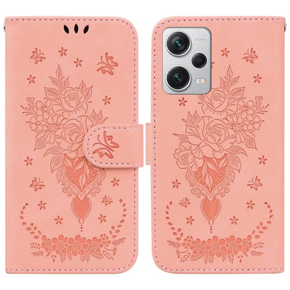 Butterfly Rose Embossed Leather Phone Case, For Sony Xperia 10 IV 2023, For Xiaomi 13 5G, For Xiaomi 13 Pro, For Xiaomi Redmi Note 12 5G, For Xiaomi Redmi Note 12 Pro 5G, For Xiaomi Redmi Note 12 Pro+
