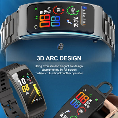 K20 1.14 inch Silicone Band Earphone Detachable Life Waterproof Smart Watch Support Bluetooth Call, Silicone Band (Black Rose Gold)