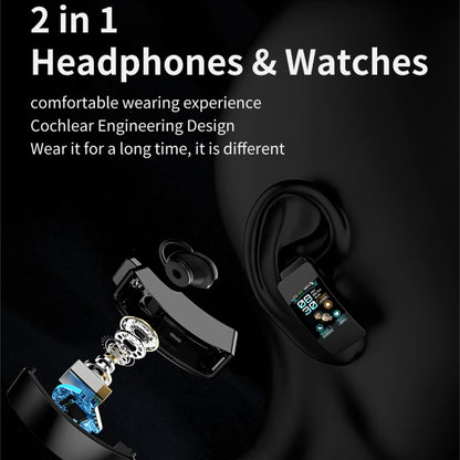 K50 1.08 inch Leather Band Earphone Detachable IP67 Waterproof Smart Watch Support Bluetooth Call, Leather Band (Black), Leather Band (Brown), Leather Band (Black Silver)