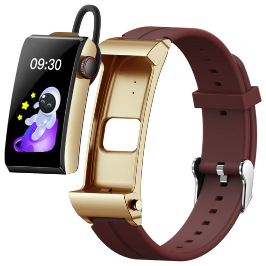 M6 1.5 inch Silicone Band Earphone Detachable IP68 Waterproof Smart Watch Support Bluetooth Call, Steel Band (Red)