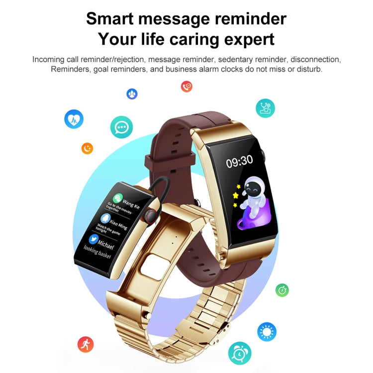 M6 1.5 inch Silicone Band Earphone Detachable IP68 Waterproof Smart Watch Support Bluetooth Call, Steel Band (Red)