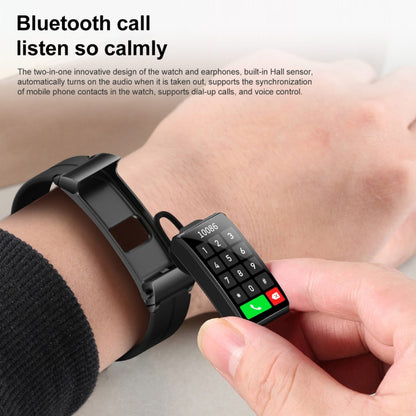 M6 1.5 inch Silicone Band Earphone Detachable IP68 Waterproof Smart Watch Support Bluetooth Call, Steel Band (Red)