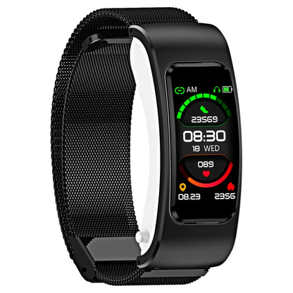 K60 1.08 inch Steel Band Earphone Detachable Life Waterproof Smart Watch Support Bluetooth Call, Steel Band (Black)