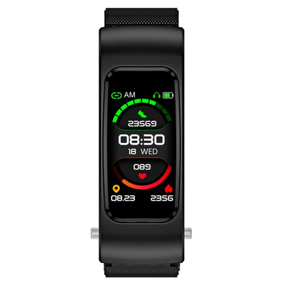 K60 1.08 inch Steel Band Earphone Detachable Life Waterproof Smart Watch Support Bluetooth Call, Steel Band (Black)