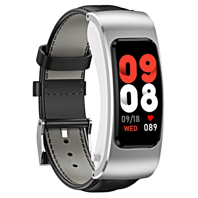 Montre intelligente étanche K60 de 1,08 pouce avec bracelet en cuir et écouteur détachable, prenant en charge les appels Bluetooth, bracelet en cuir (noir argent), bracelet en cuir (noir), bracelet en cuir (marron argent)