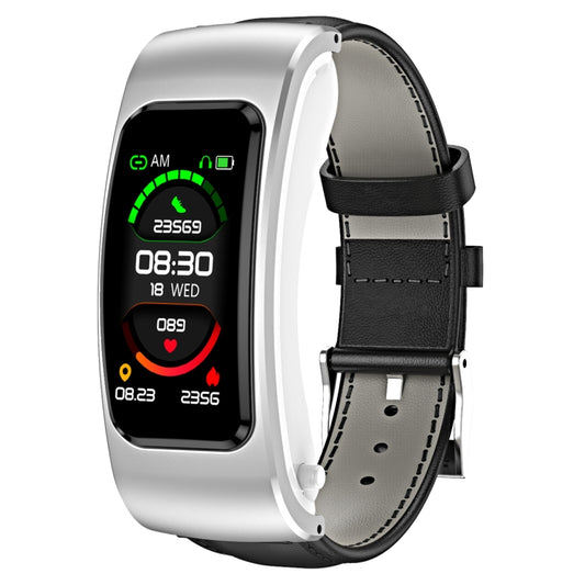 Montre intelligente étanche K60 de 1,08 pouce avec bracelet en cuir et écouteur détachable, prenant en charge les appels Bluetooth, bracelet en cuir (noir argent), bracelet en cuir (noir), bracelet en cuir (marron argent)