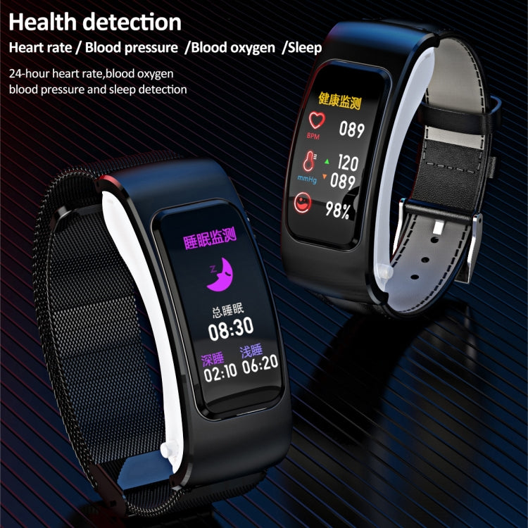 Montre intelligente étanche K60 de 1,08 pouce avec bracelet en cuir et écouteur détachable, prenant en charge les appels Bluetooth, bracelet en cuir (noir argent), bracelet en cuir (noir), bracelet en cuir (marron argent)
