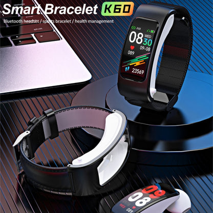 Montre intelligente étanche K60 de 1,08 pouce avec bracelet en cuir et écouteur détachable, prenant en charge les appels Bluetooth, bracelet en cuir (noir argent), bracelet en cuir (noir), bracelet en cuir (marron argent)