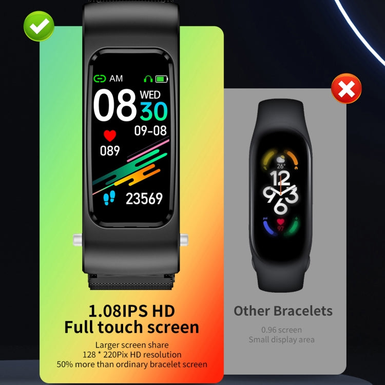 Montre intelligente étanche K60 de 1,08 pouce avec bracelet en cuir et écouteur détachable, prenant en charge les appels Bluetooth, bracelet en cuir (noir argent), bracelet en cuir (noir), bracelet en cuir (marron argent)