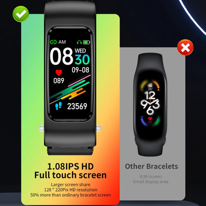 Montre intelligente étanche K60 de 1,08 pouce avec bracelet en cuir et écouteur détachable, prenant en charge les appels Bluetooth, bracelet en cuir (noir argent), bracelet en cuir (noir), bracelet en cuir (marron argent)